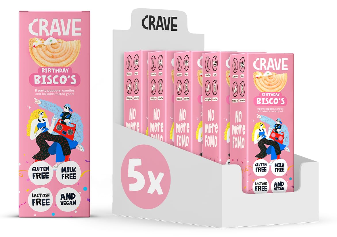 Crave Free From | Birthday Party Bisco's 5x130g | Cake-Flavoured